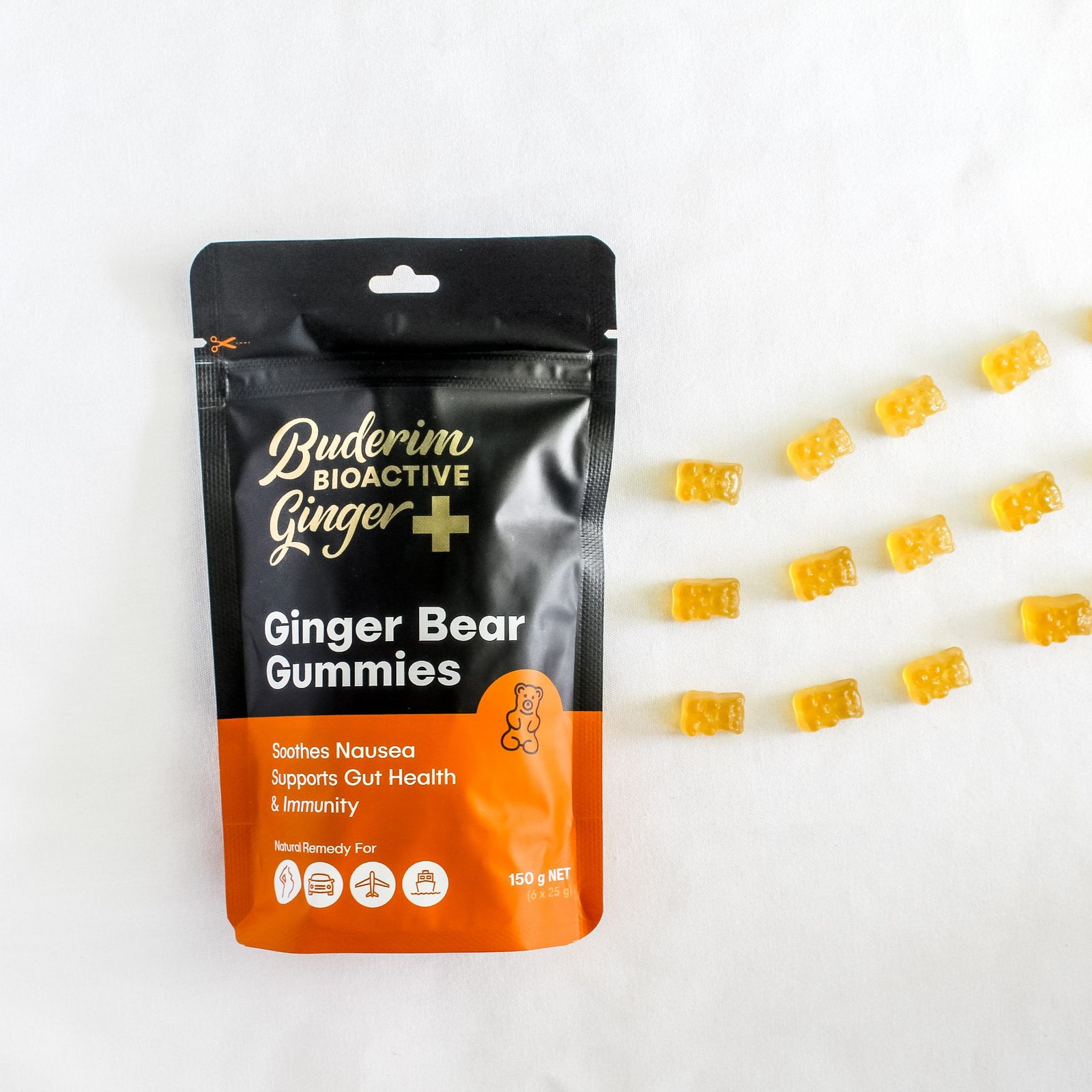 Buderim Ginger BioActive Ginger+ Gummie Bears 150g