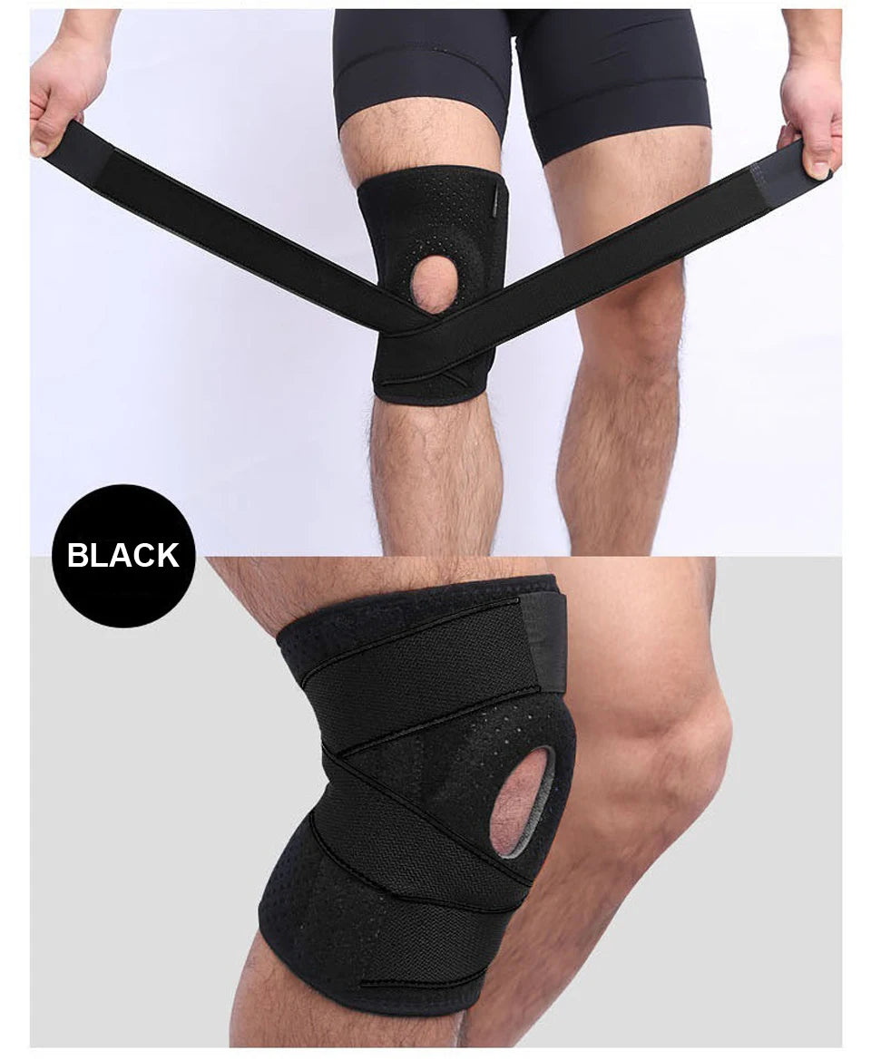 AOLIKES 1PCS Knee Brace Non-Slip Open-Patella Brace with Adjustable Strap & Side Stabilizers Knee Support for Joint Pain Relief