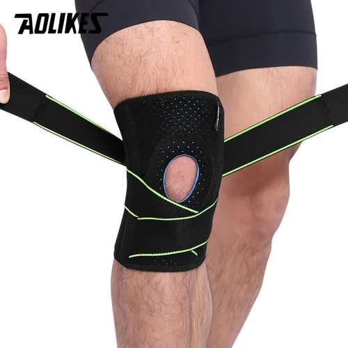 AOLIKES 1PCS Knee Brace Non-Slip Open-Patella Brace with Adjustable Strap & Side Stabilizers Knee Support for Joint Pain Relief