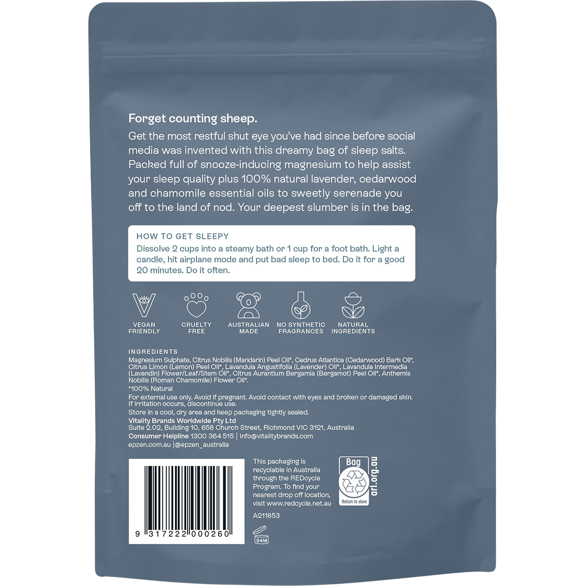Epzen Sleep Magnesium Epsom Salts – 900g