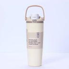 Insulated Stainless Steel Water Bottle Dual Sip Straw & Direct Spout Leak Proof with Handle Car Cup Holder Friendly Sports 960mL/30oz