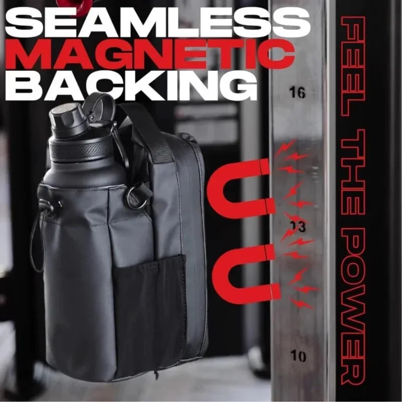 Magnetic Gym Bag - With Phone Pocket - Water Bottle Pouch - Gym Accessories Organizer