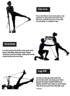 Pilates Stick - Adjustable Fitness Bar for Home Workout, Yoga, Stretching, Core Training - Portable & Elastic Resistance
