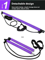 Pilates Stick - Adjustable Fitness Bar for Home Workout, Yoga, Stretching, Core Training - Portable & Elastic Resistance